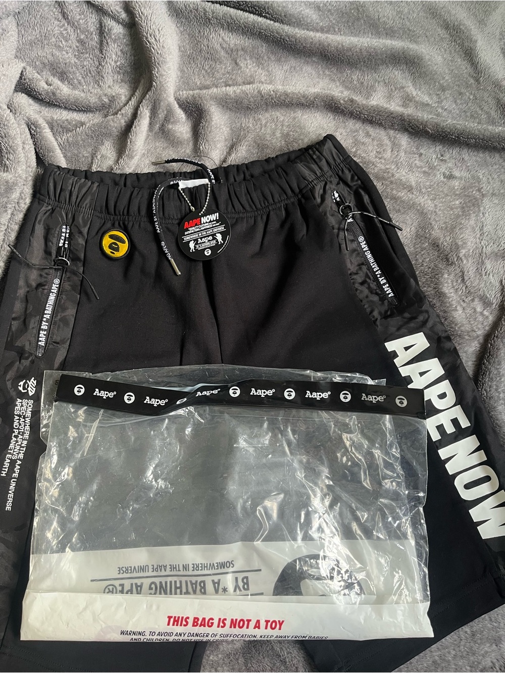 AAPE NOW! Men's Black Athletic Shorts